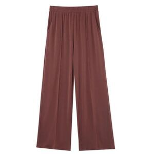 Grace & Mila Women Size L The Ness Chocolate Wide Leg Trousers Minimalist Casual